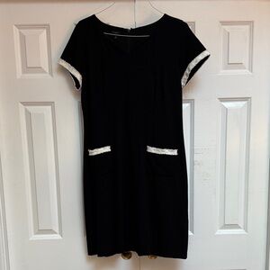 Talbots Black Dress with White Accents